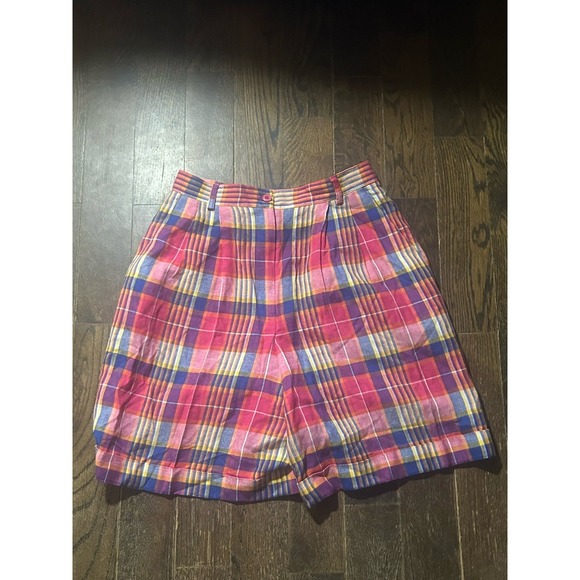Talbots Pants - Vtg TALBOTS 8 Linen Blend Trouser Bermuda‎ Shorts Plaid Country Club